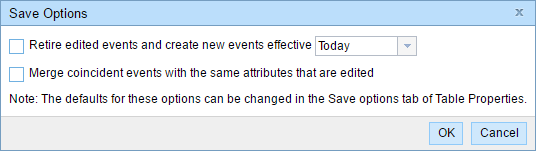 Save Options dialog box Save Options dialog box